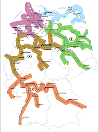 Karte: Aufgliederung der Bundes- und Seewasserstraßen in einzelne regionale Lose